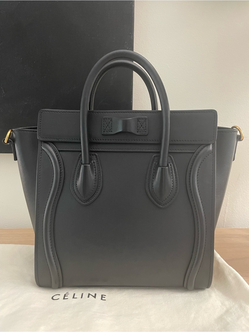Celine Black smooth calfskin nano Luggage Crossbody with Gold Hardware - Picture 2 of 13